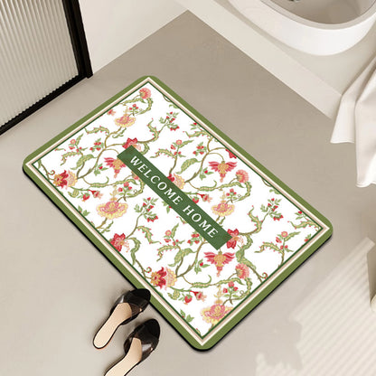 Vintage Floral Pattern Bath Mat Acalora