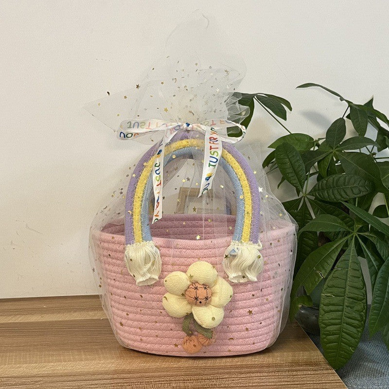 Women's handmade basket bag with color-coordinated handle accents Kalsten
