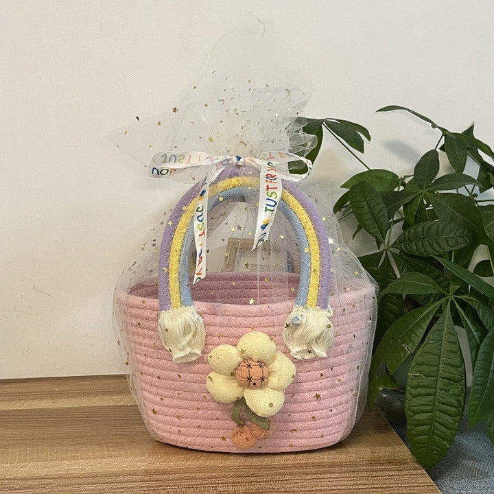 Women's handmade basket bag with color-coordinated handle accents Kalsten