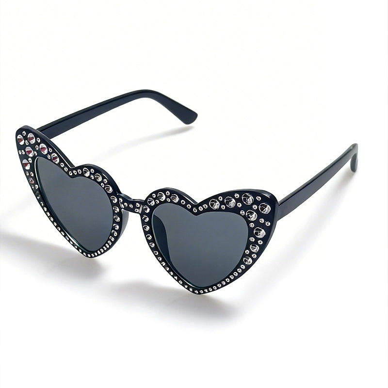 Rhinestone-Accented Heart-Shaped Sunglasses Kalsten