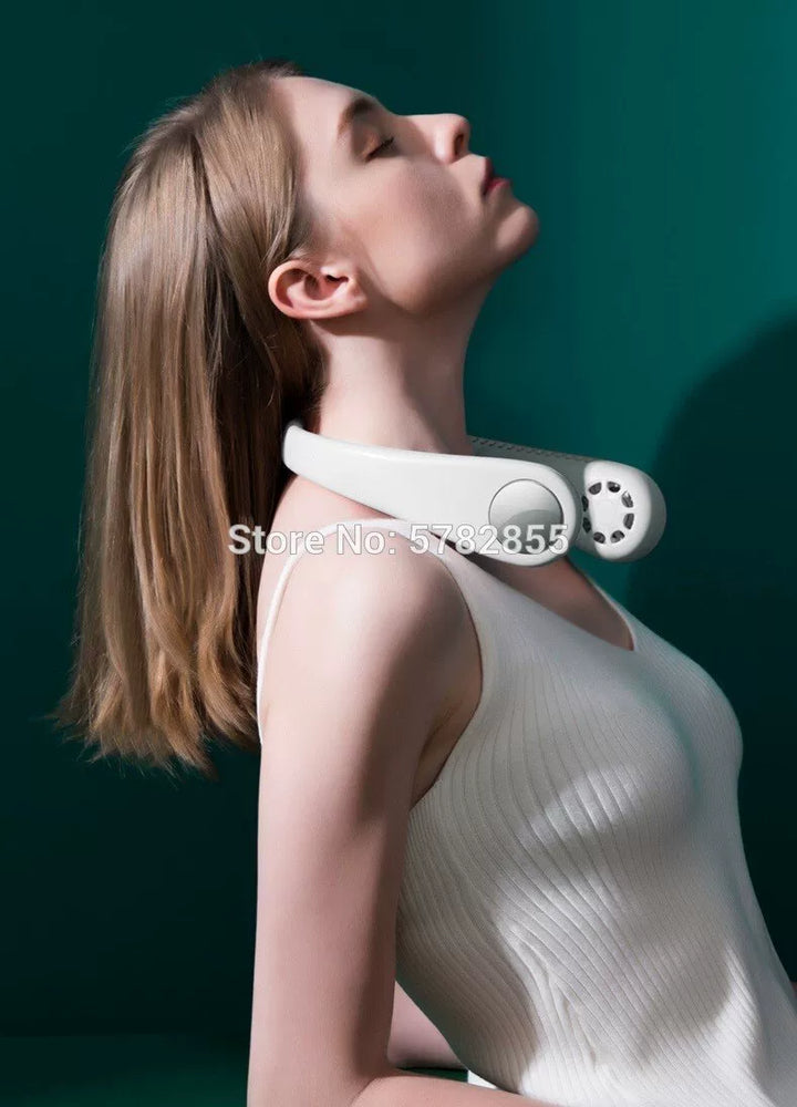 Women One Size Portable Leafless Rechargeable Hands-Free Neck Fan with Whisper-Quiet Brushless Motors and Adjustable Airflow Kalsten