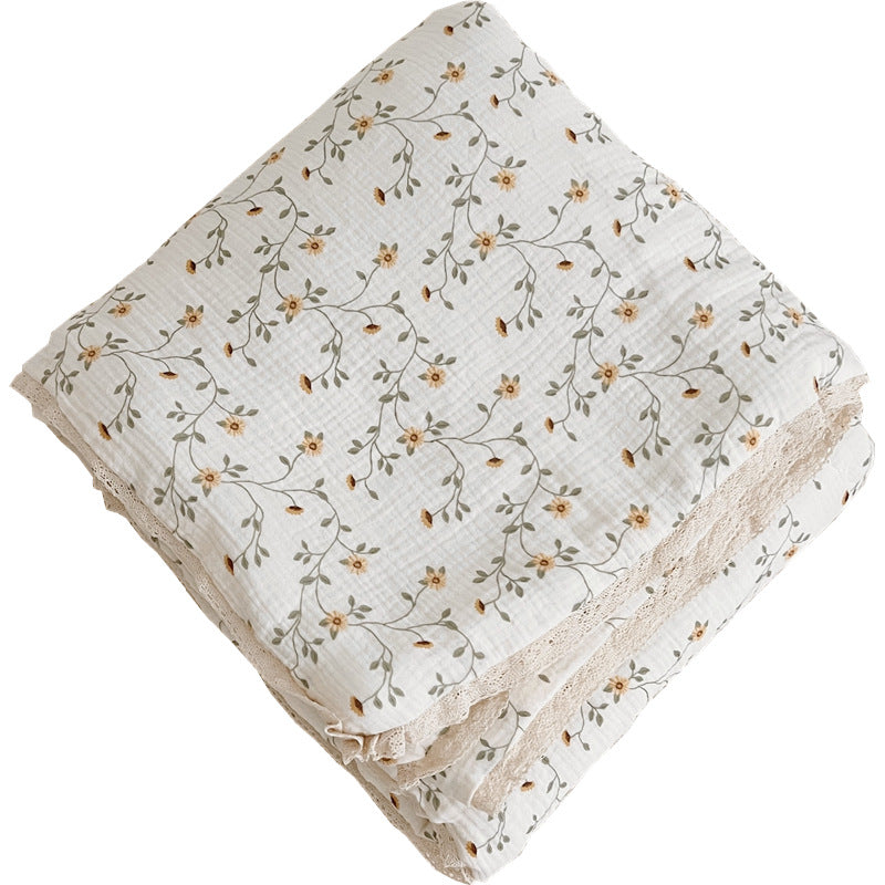 Unisex Breathable Muslin Blanket with Floral Ruffle Design Kalsten
