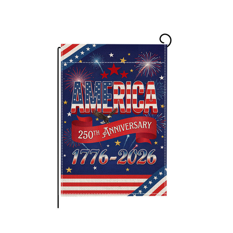 Distressed Vintage American Flag Garden Banner With Statue Of Liberty Motif Double-Sided Polyester