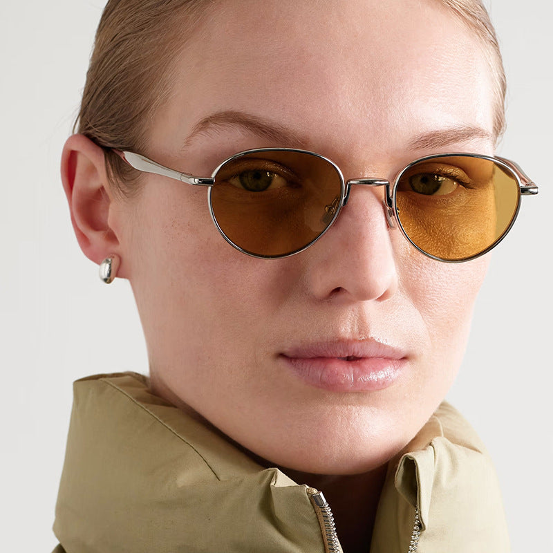 Women's round sunglasses with elegant metal frame and UV protection Kalsten