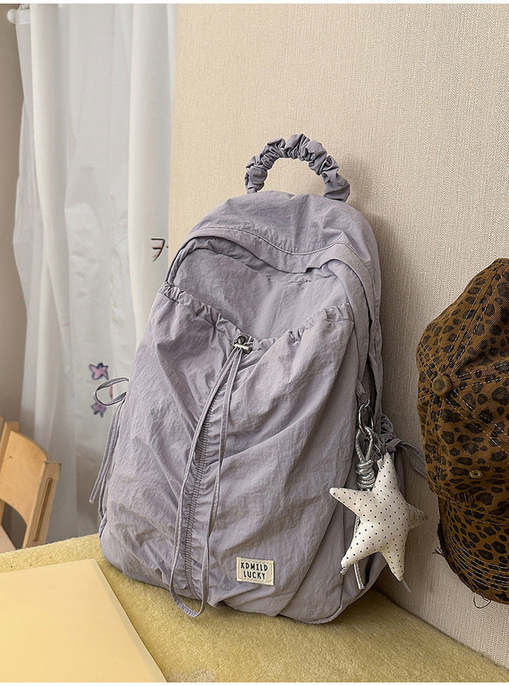 Casual Crinkled Fabric School Backpack