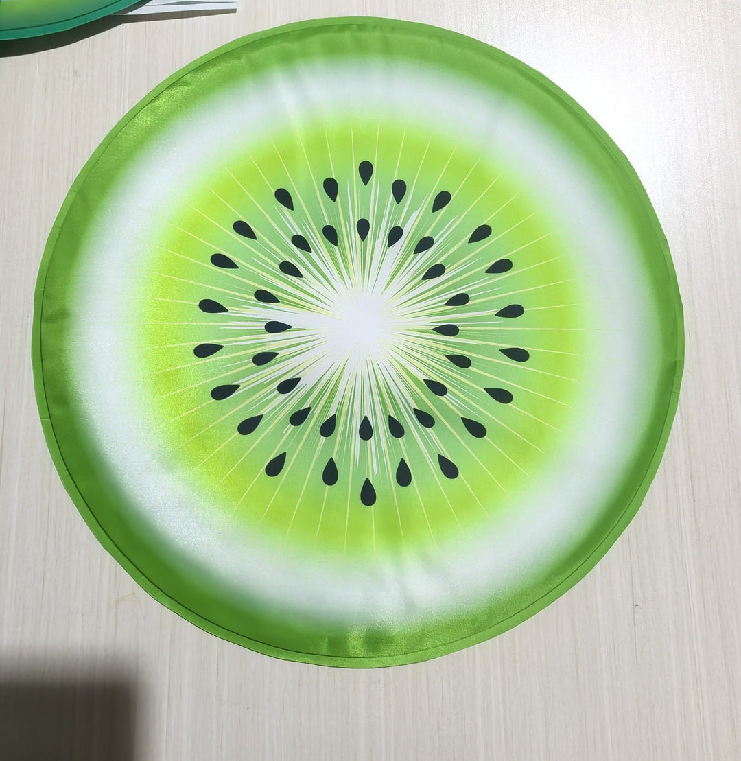 Unisex nano round beach towel made of microfiber with citrus slice pattern and sand-free design Kalsten