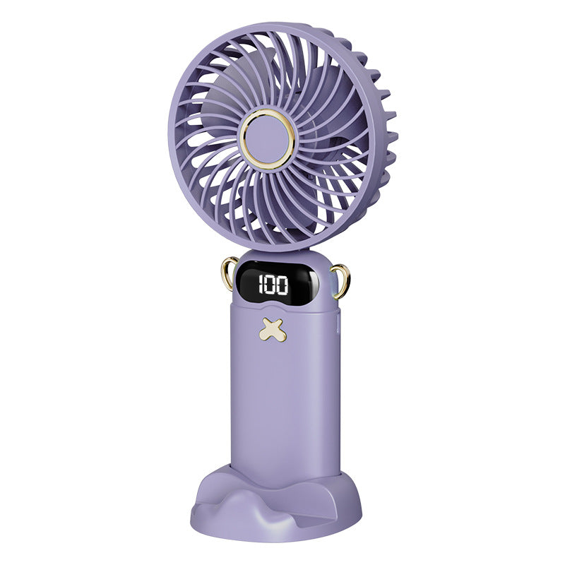 Cooling rechargeable handheld mini fan with digital battery display and cute desktop stand Kalsten