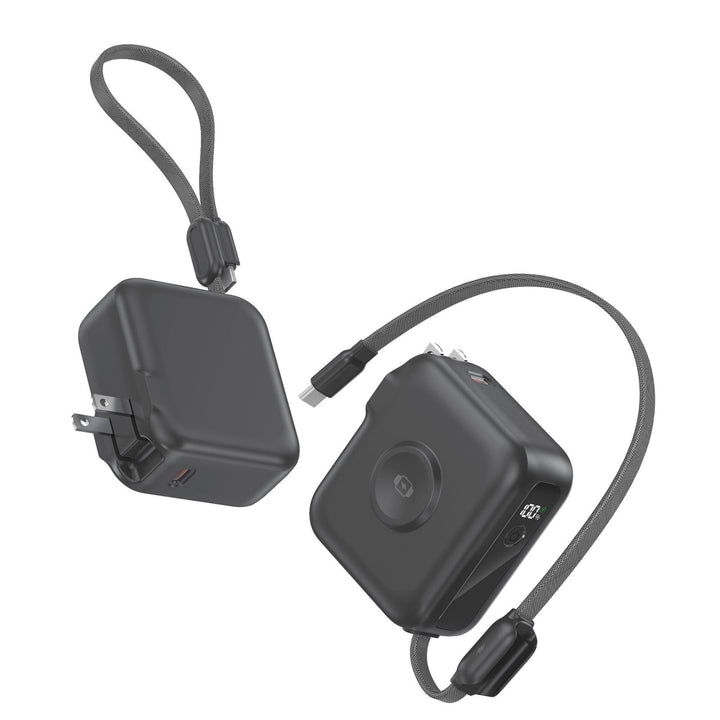 Compact charger with integrated USB-C cable and digital display Kalsten