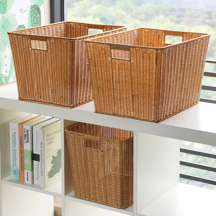 Rectangular Woven Storage Bin with Ergonomic Handles Kalsten