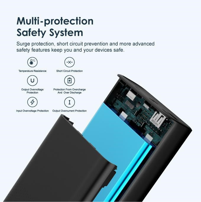 High-capacity dual-port fast charging power bank with digital battery display and USB-C pass-through Kalsten