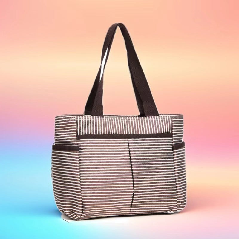 Stylish Striped Multi-Pocket Tote Bag Kalsten
