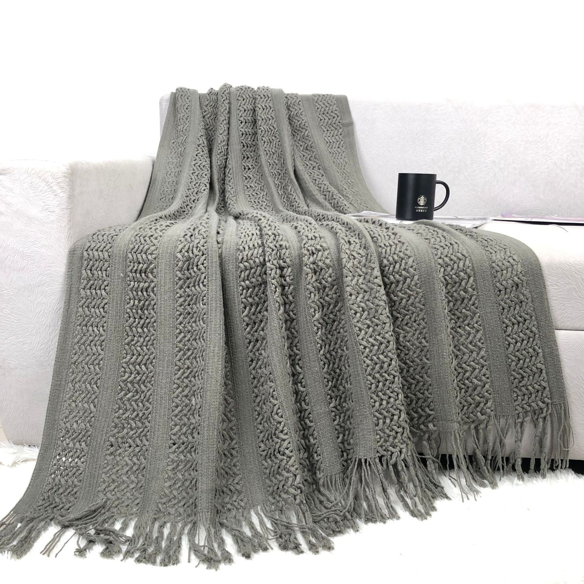 Textured Handwoven Throw Blanket
