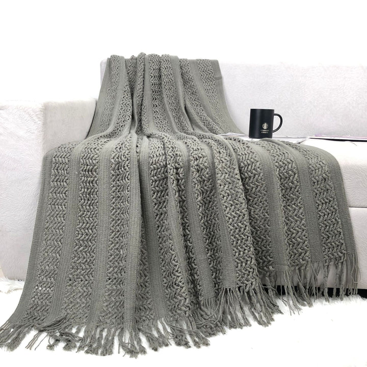 Handcrafted Textured Knit Throw Blanket Kalsten