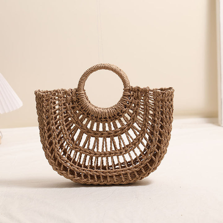 Handcrafted basket bag with stylish ring handle Kalsten