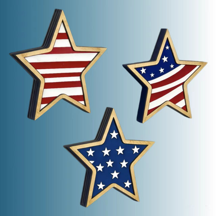 Unisex nan distressed layered farmhouse star wall sculpture with carved dimensional panels Kalsten