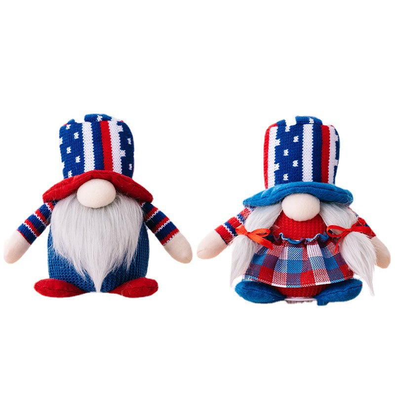 Unisex decorative fabric gnome as festive table and shelf decoration with knitted pointed hat and faux fur beard Kalsten