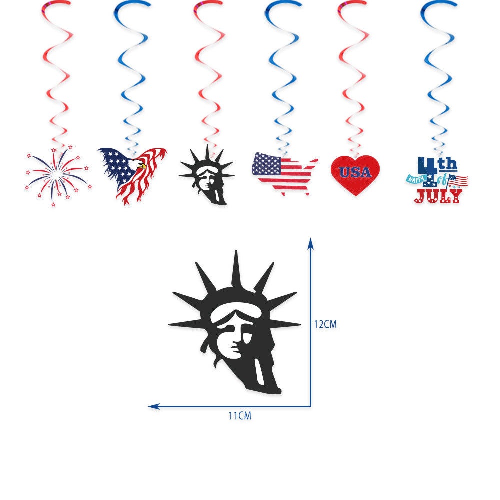 Unisex nan multi-piece hanging spiral garlands with patriotic USA cardboard pendants for party decoration Kalsten