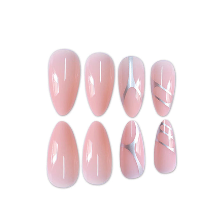 Elegant Stiletto Press-On Nail Set with Artistic Metal Accents Kalsten