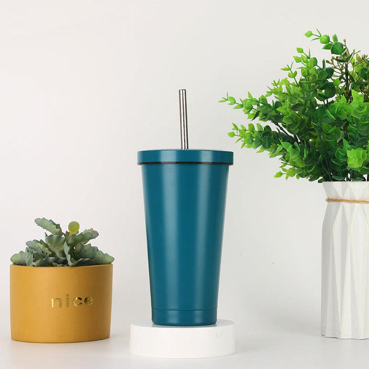 Women's stainless steel drinking cup with straw Kalsten