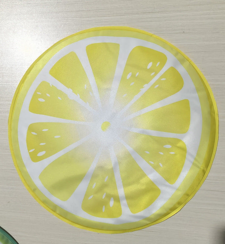 Unisex nano round beach towel made of microfiber with citrus slice pattern and sand-free design Kalsten