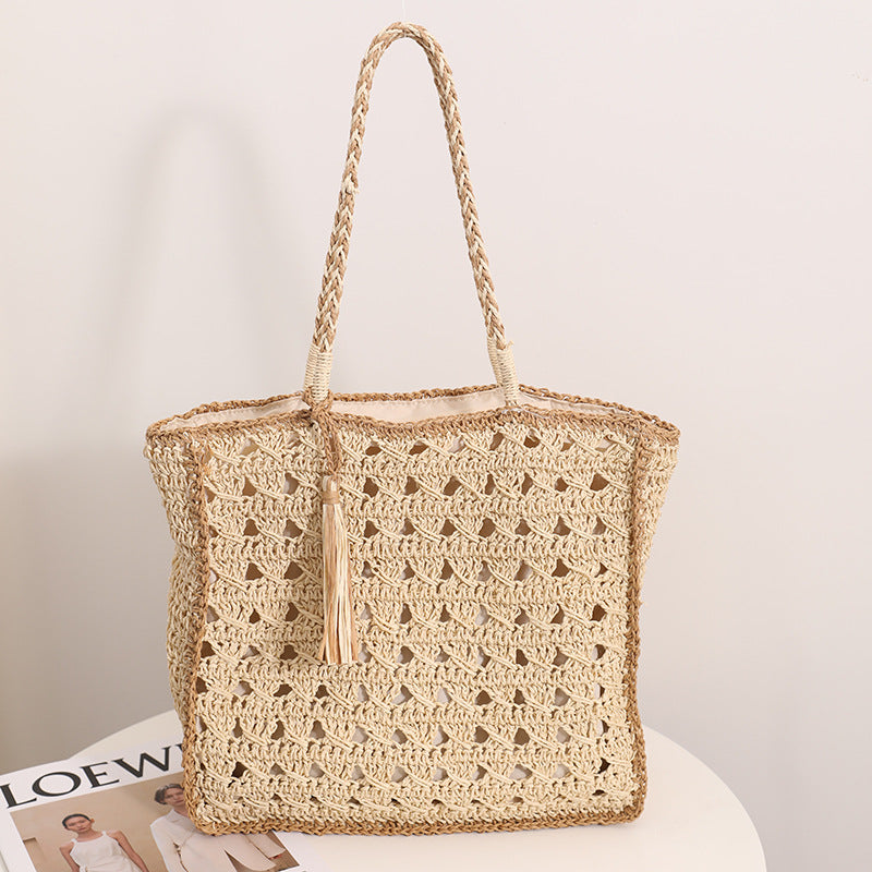 Handmade Macrame Tote Bag with Elegant Tassel Kalsten