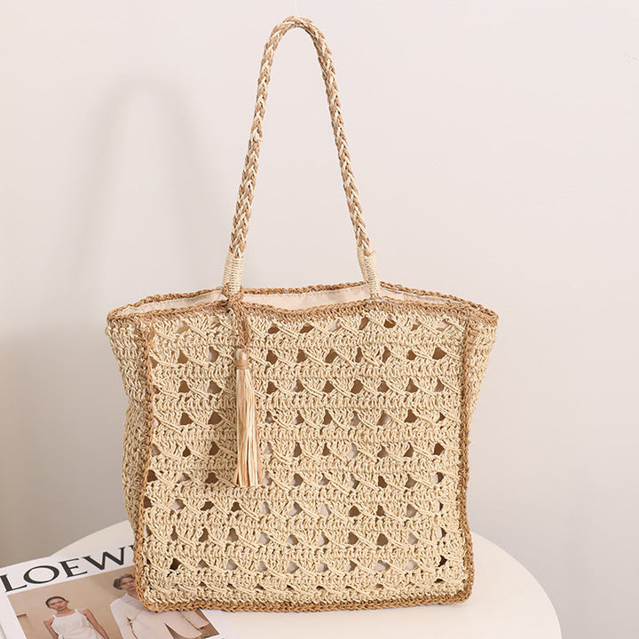 Handmade Macrame Tote Bag with Elegant Tassel Kalsten