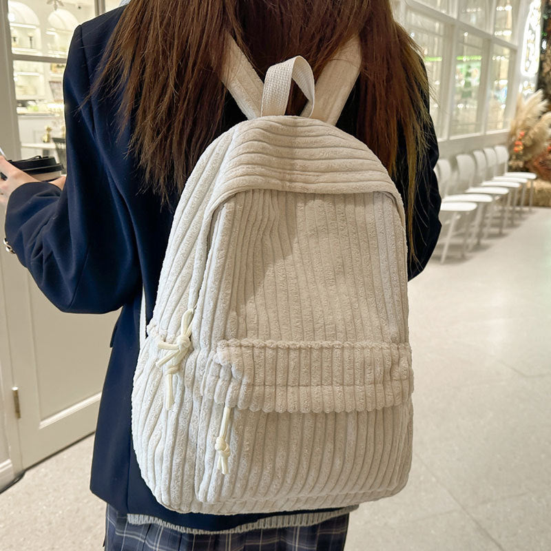 Textured Ribbed Casual Backpack Kalsten