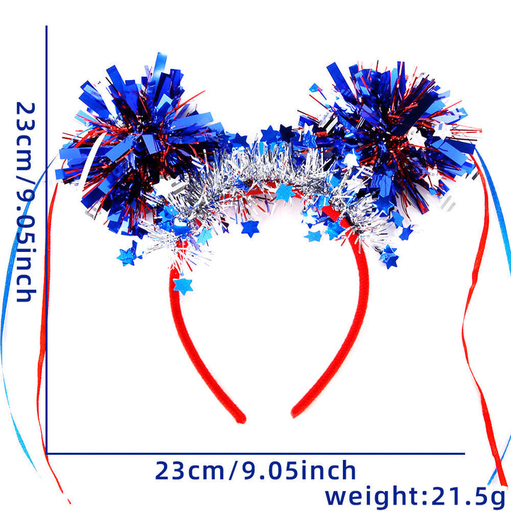 Ladies' festive hairband with pom poms, star embellishments, and glitter tinsel Kalsten