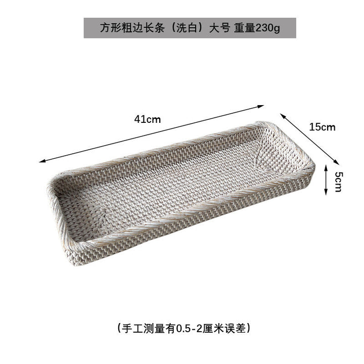 Women rectangular serving platter made of woven natural material Kalsten