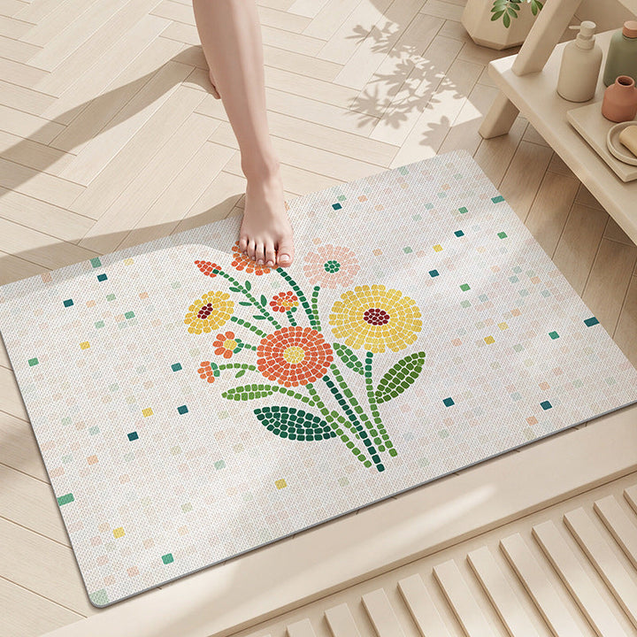 Floral Mosaic Bathroom Mat Kalsten