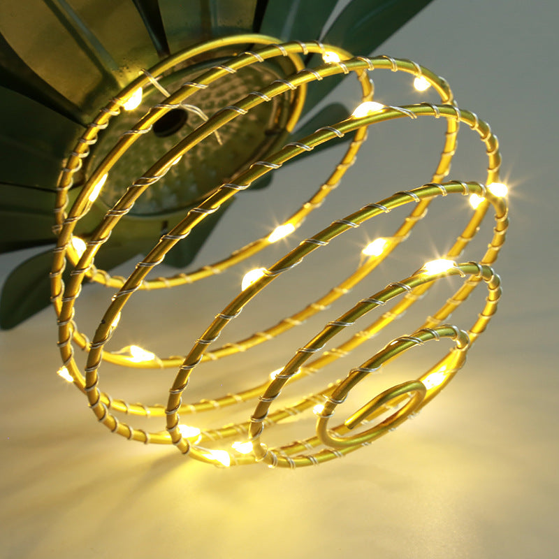 Spiral Pendant LED Hanging Planter Lamp With Faux Tropical Leaf Topper Kalsten