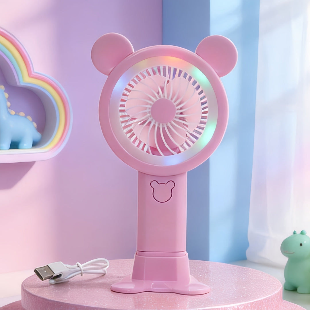 Women's Portable Hand Fan in Cheerful Bear Design Kalsten