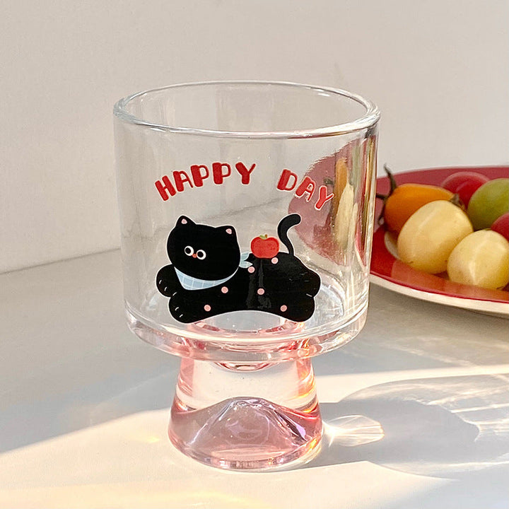 Glass chalice with cheerful cat motif Kalsten