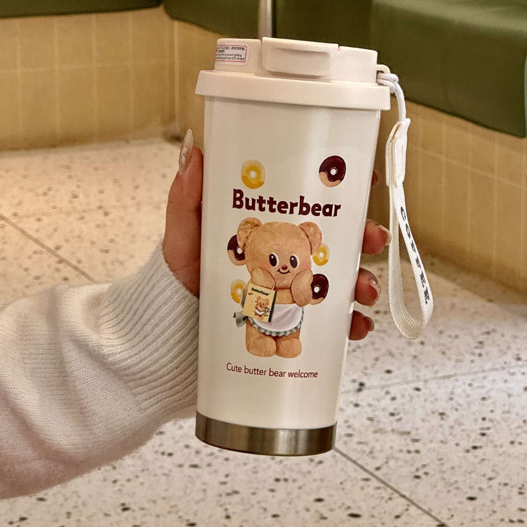 Women Insulated Drinking Bottle with Practical Carrying Handle and Cute Animal Design Kalsten
