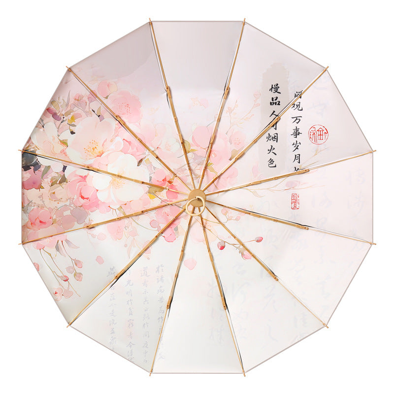 Ladies elegant folding umbrella with artistic floral pattern Kalsten