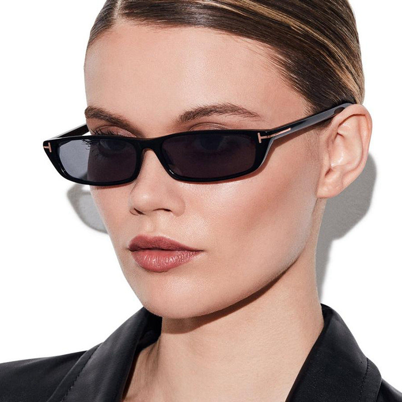 Women's fashionable sunglasses with narrow frame and brown lenses Kalsten