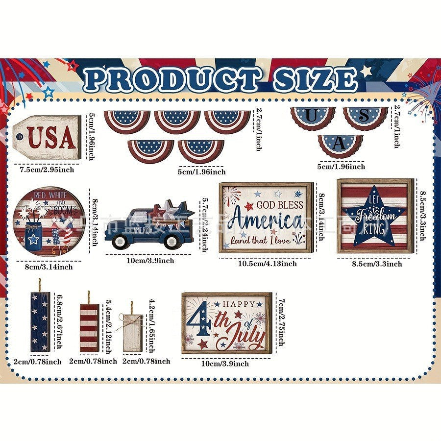 Unisex nan patriotic wood decor set for wall and door with versatile USA motifs Kalsten