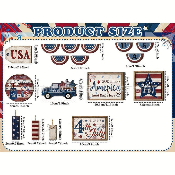 Unisex nan patriotic wood decor set for wall and door with versatile USA motifs Kalsten