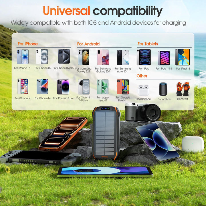 Portable solar power bank with multifunctional charging ports and robust housing Kalsten