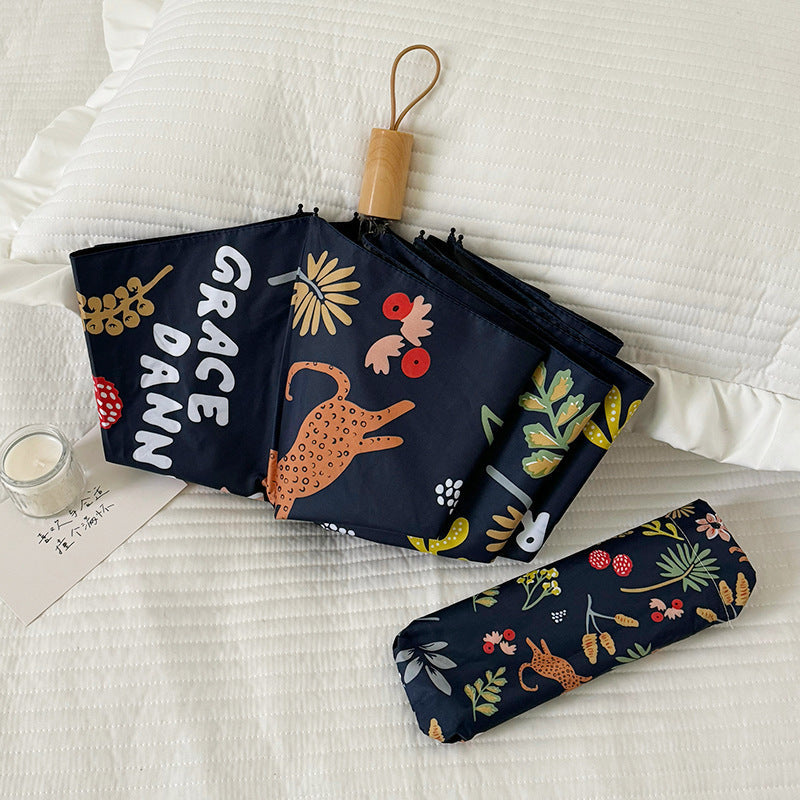 Women Folding Umbrella with Striking Flower Pattern Kalsten