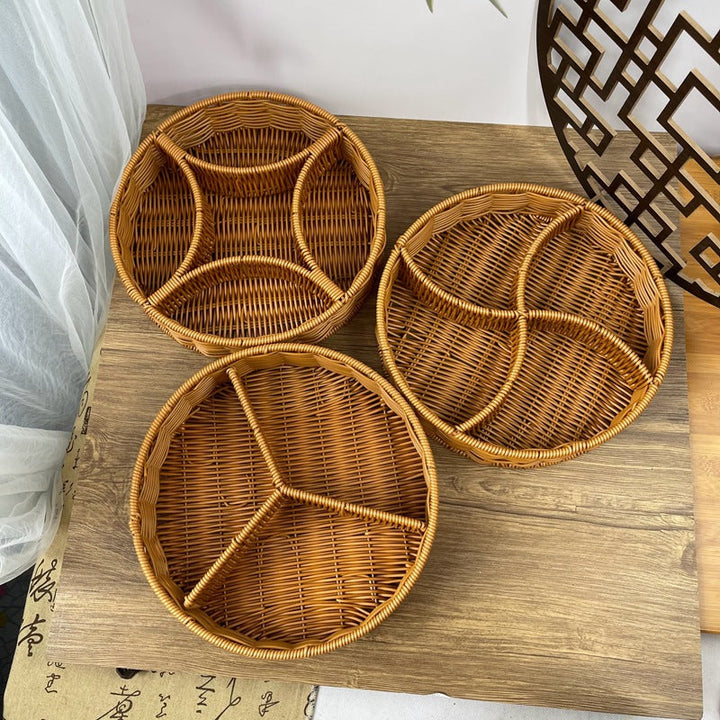 Ladies beef braided serving basket with three compartments Kalsten