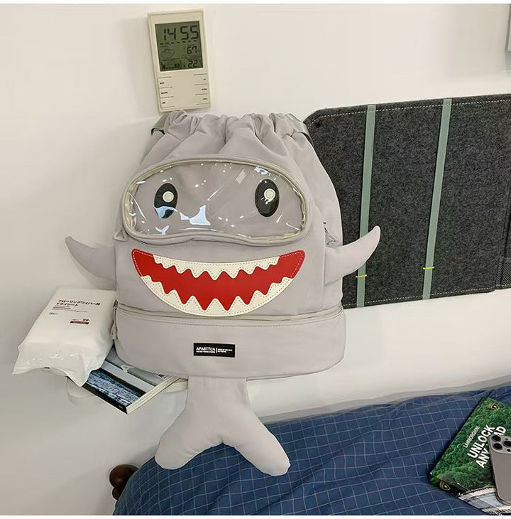 Cute Shark-Inspired Drawstring School Backpack