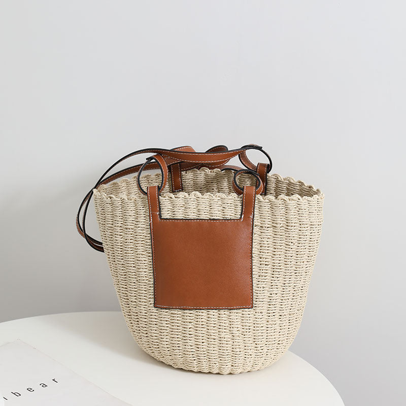 Basket bag with elegant leather detail Kalsten