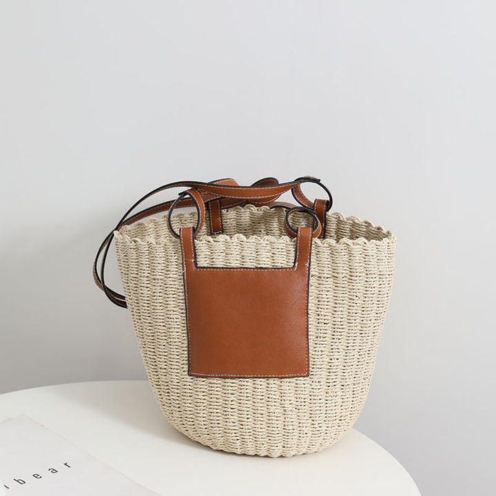 Basket bag with elegant leather detail Kalsten