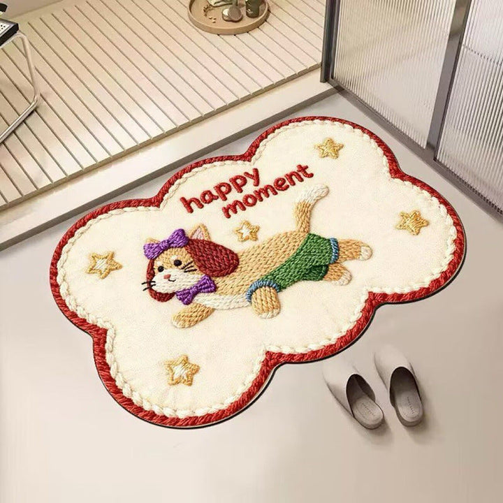Embroidered Cat-Themed Bath Rug Kalsten