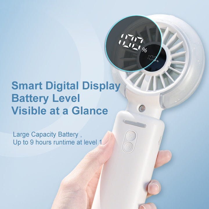 Cooling foldable rechargeable handheld fan with digital battery display and detachable neck strap Kalsten