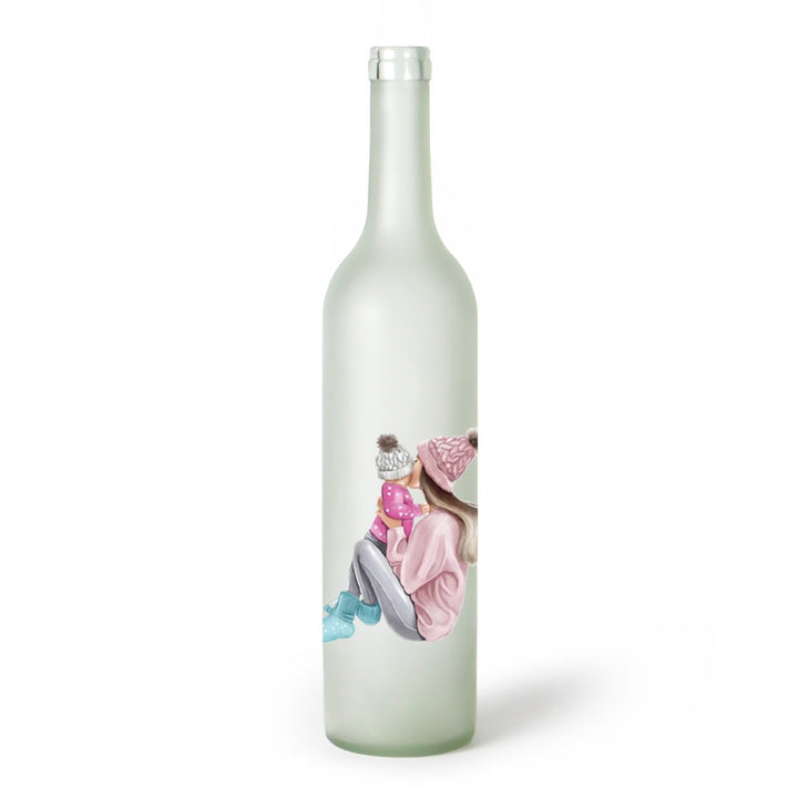 Decorative Frosted Glass Bottle Vase With Fashion Collage Decal