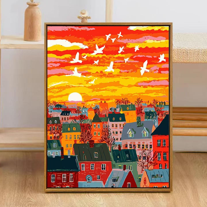 Colorful City Skyline Art Print Kalsten
