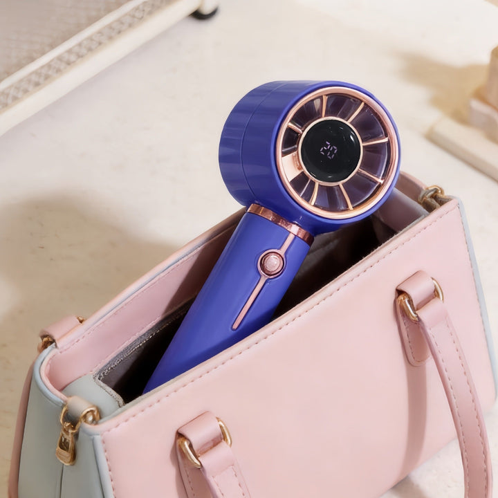 Women's Portable Hand Fan with LCD Temperature Display and USB Charging Function Kalsten
