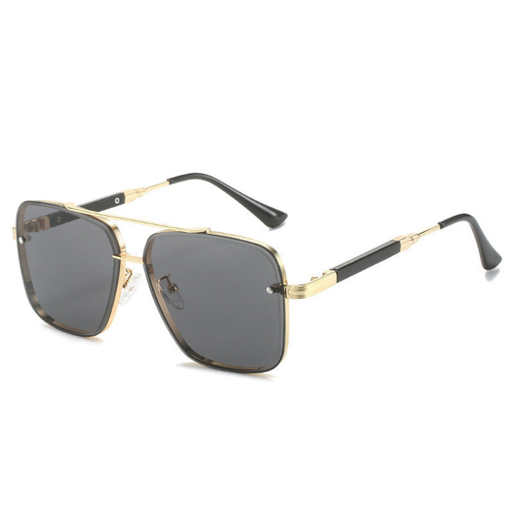 Women Geometric Oversize Sunglasses with Filigree Metal Frame Kalsten